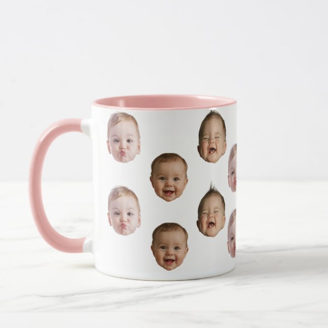 Caneca Bebê Rosto Personalizado 3 Fotos Bebê (Esquerda)