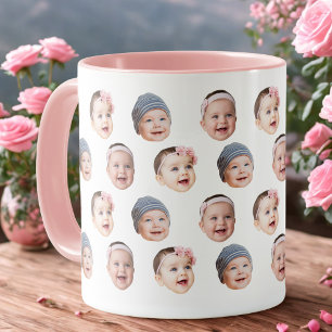 Caneca Bebê Rosto Personalizado 3 Fotos Bebê