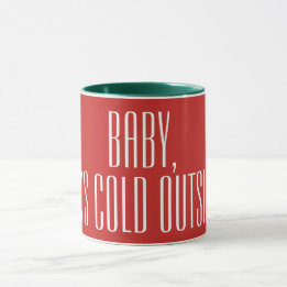 Caneca BEBÊ SEU FRIO FORA - branco em vermelho