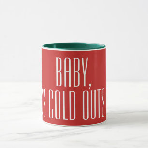 Caneca BEBÊ SEU FRIO FORA - branco em vermelho