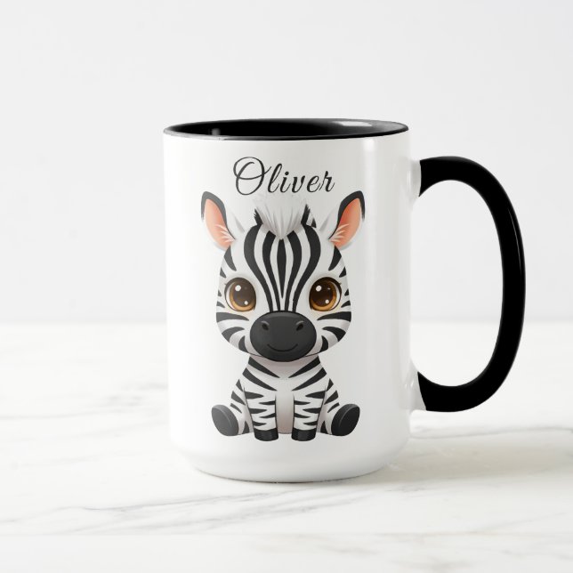 Caneca Bebê Zebra Desenho Animado Fofo, Personalize Nome  (Direita)