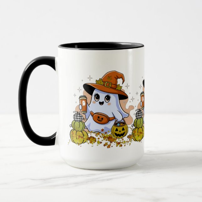 Caneca Bebendo Cute Spooky Coffee Combo Mug, 15 oz (Esquerda)