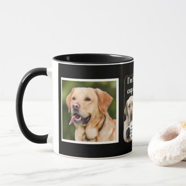Caneca Bebendo de café bonito, personagem Labrador (Com Donut)