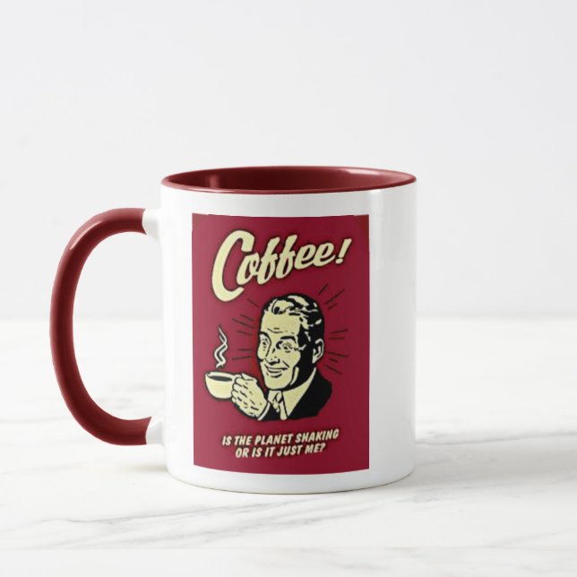 Caneca Bebendo De Café Retro (Esquerda)