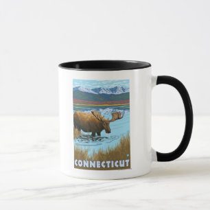 Caneca Bebendo de ConnecticutMoose no lago