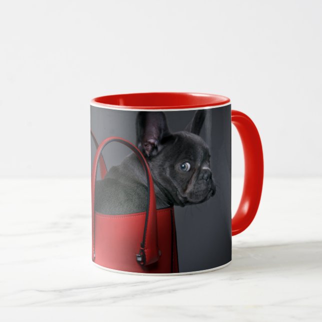 Caneca Bebês Mais Pobres | Buldogue francês Red Hand Bag (Frente Esquerda)