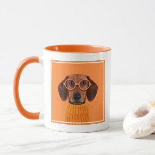 Caneca Bebês Mais Pobres Suéter de laranja Dachshund