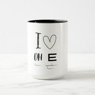 Caneca Bebida de Coração: Eu Amo Oh E