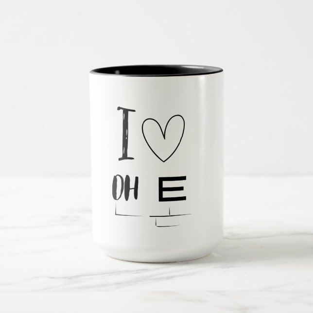 Caneca Bebida de Coração: Eu Amo Oh E  (Centro)