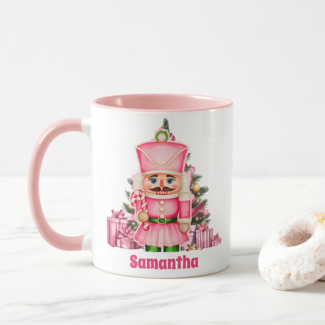 Caneca Bebidas de Natal Rosa Nozes Crianças Quentes Choco (Com Donut)