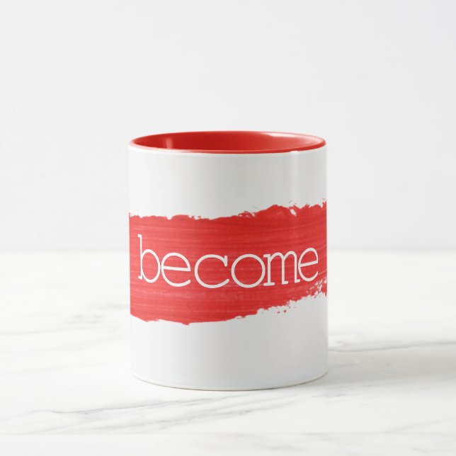 Caneca BECOME Texto em Tinta Vermelha (Centro)