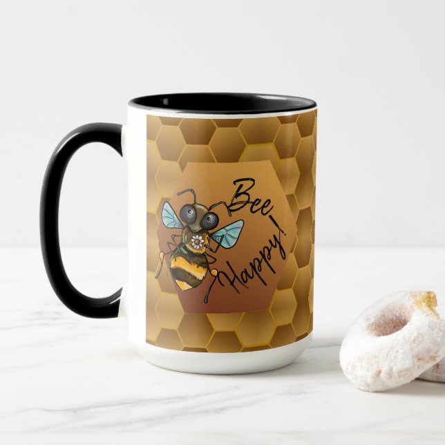 Caneca Bee Happy! Abelha Mel Bonita (Com Donut)