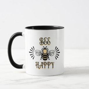 Caneca Bee Happy   Vintage Colors Honey Bee