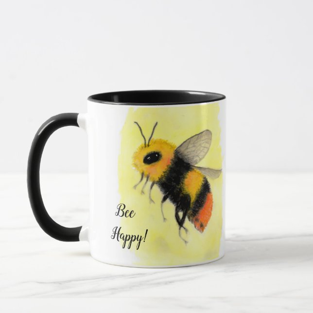Caneca Bee Happy Watercolor (Esquerda)