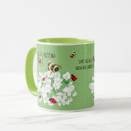 Caneca BEES e LadyBugs - Arte de LeahG Salvar as Abelhas