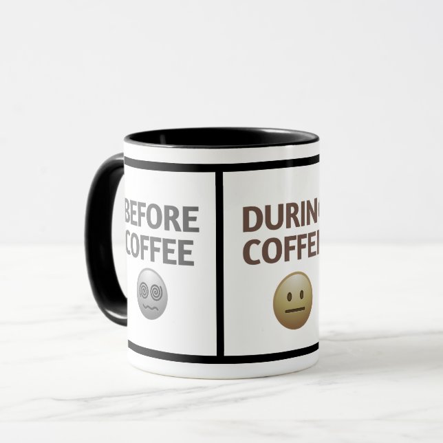 Caneca Before During After Coffee Mood Vector Art (Frente Esquerda)