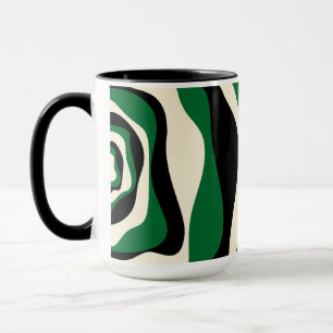 Caneca Bei e Fluxo 4 em Verde, Creme e Preto