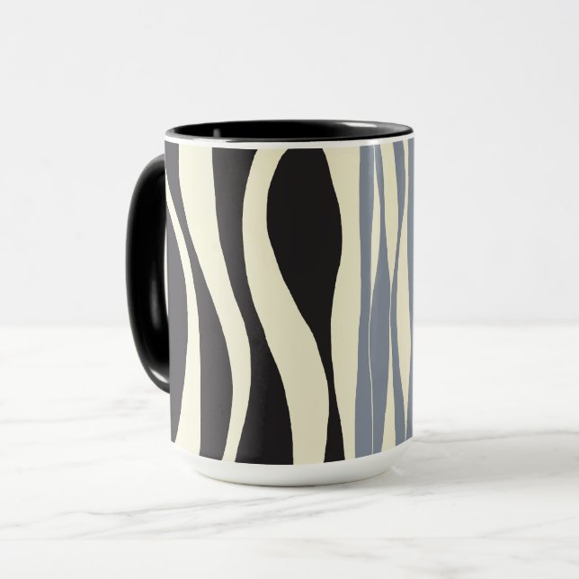 Caneca Bei e Fluxo a Preto, Cinza e Creme (Frente Esquerda)