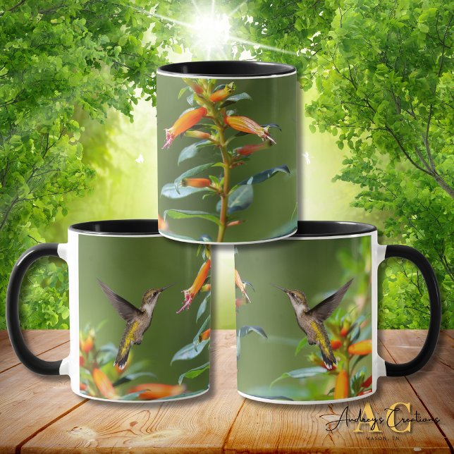 Caneca Beija-flor-de-garganta-rubí "em Cuphea" (Criador carregado)