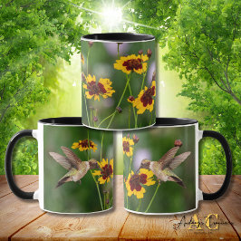 Caneca Beija-flor-de-garganta-rubia "em Coreopsis dos Pla