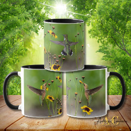 Caneca Beija-flor-de-garganta-rubia "em Plains Coreopsis"