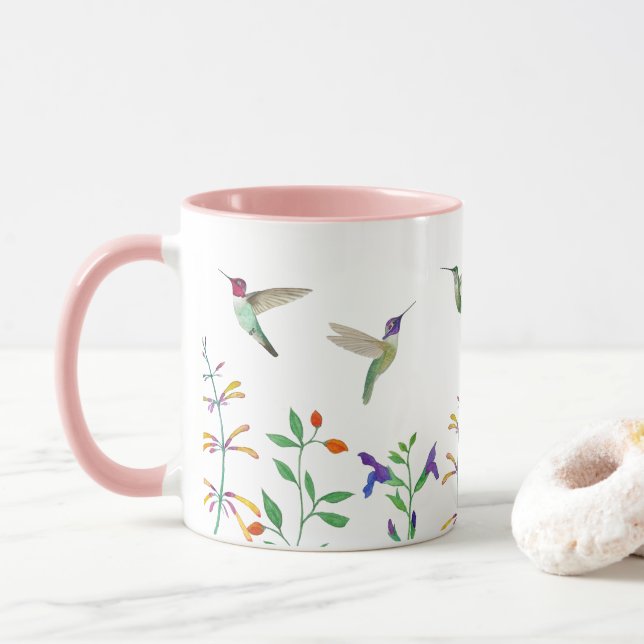 Caneca Beija-flores de Verão (Com Donut)