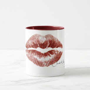 Caneca Beijo de Lábios Cereja Vermelha