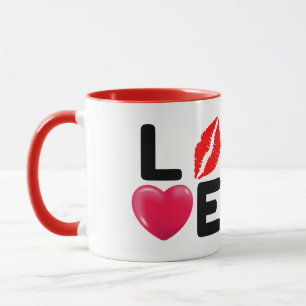 Caneca Beijo e Coração do namorados LOVE