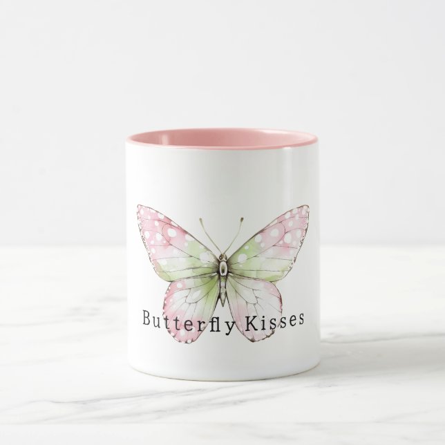 Caneca Beijos de Borboleta de Menta Rosa (Centro)