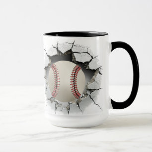 Caneca Beisebol atravessando um buraco na parede