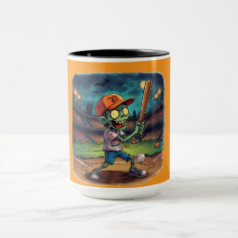 Caneca Beisebol de Halloween, Zumbi,Cérebros Sobre as Bas