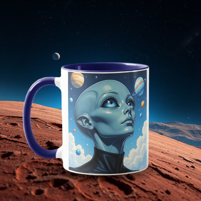 Caneca Bela Alienígena Extraterrestre sendo personalizada (Criador carregado)