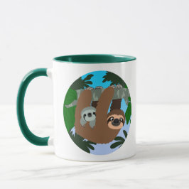 Caneca Bela Caricatura Mãe Lama E Bebê
