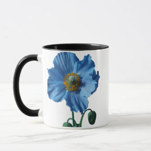 Caneca Bela Flor Azul Desenho Floral Botânico