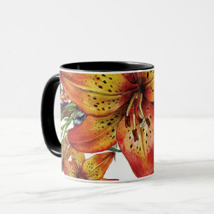 Caneca Bela Flor de Lírio de Outono Boho Chic Personaliza