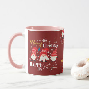 Caneca Belas anãs vermelhas e bonitas de Natal  