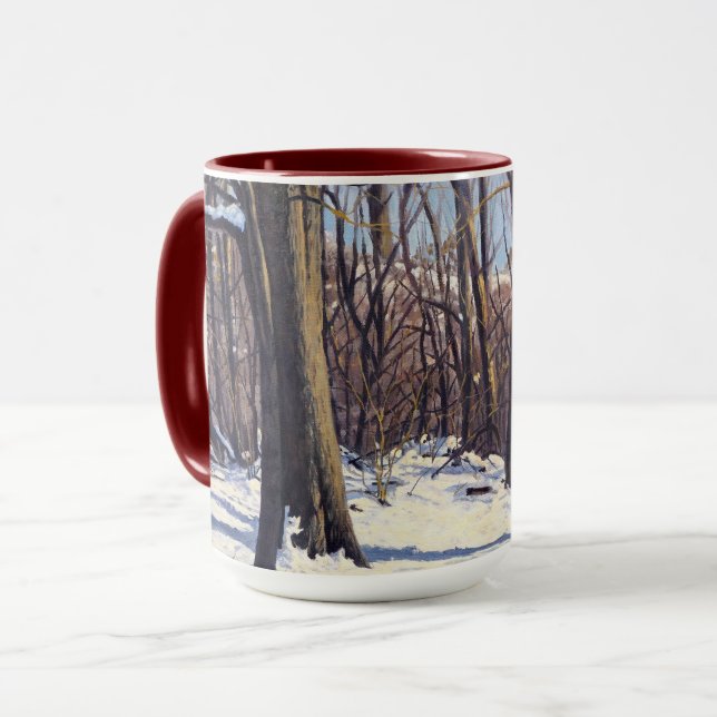 Caneca Belas Árvores de Inverno em Violeta Azul Branco La (Frente Esquerda)