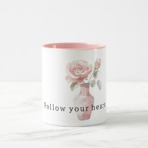 Caneca Belas Flores de Rosa Cor-de-Rosa em Vaso