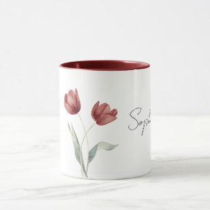 Caneca Belas Flores de Tulipa Vermelhas