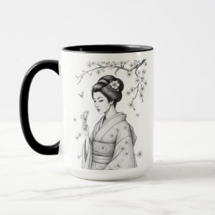 Caneca Beleza Japonesa com Borboletas