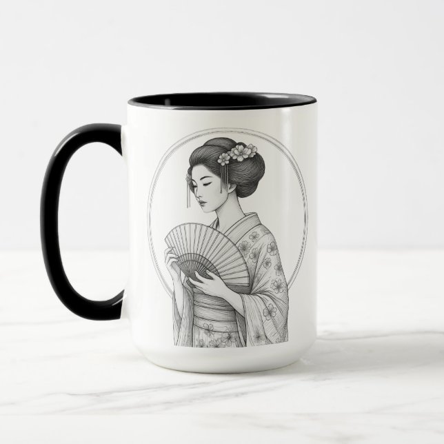 Caneca Beleza Japonesa com Leque Dobrável (Esquerda)