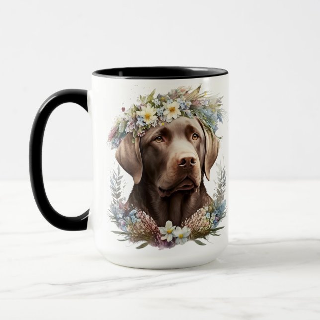 CANECA BELÍSSIMO LABRADOR RETRIEVER CHOCOLATE AQUARELA (Esquerda)