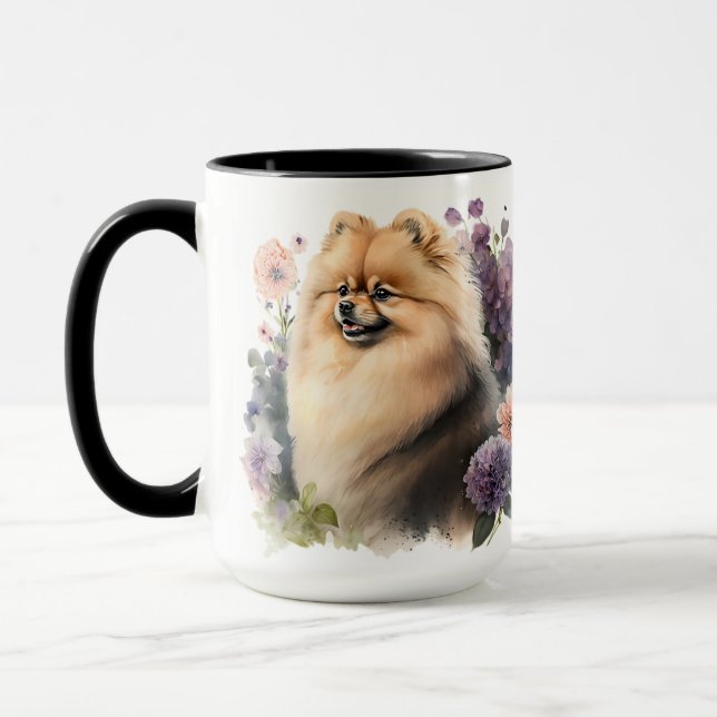 CANECA BELO CACHORRO POMERANIANO DE ÁGUA FLUFADA (Esquerda)
