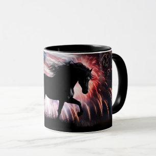 Caneca Belo Cavalo e Bandeira Americana Patriótica