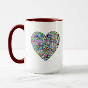 Caneca Belo Coração de Quadrados Coloridos - Espalhar Amo