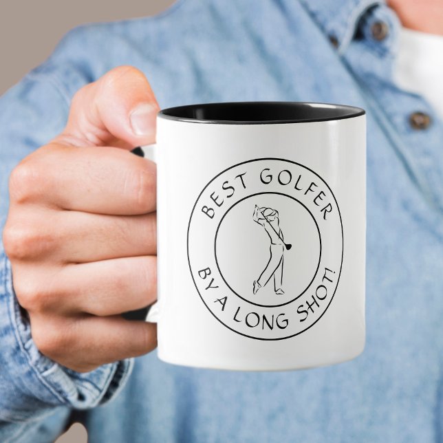 Caneca Belo Golfista, Melhor Jogado Para Ele, Branco Negr (Cute Pun Best Golfer Long Shot For Him Black White Mug)