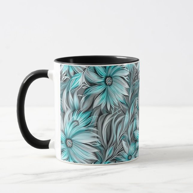 Caneca Belo Impressão Floral Azul (Esquerda)