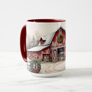 Caneca Belo inverno de inverno Russo de Neve Vermelha Nat