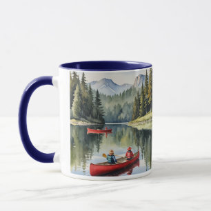 Caneca Belo Lago Peaceful Barco Vermelho Canoeiro