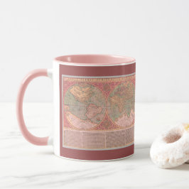 Caneca Belo Mapa Antigo do Mundo com Texto em Latim